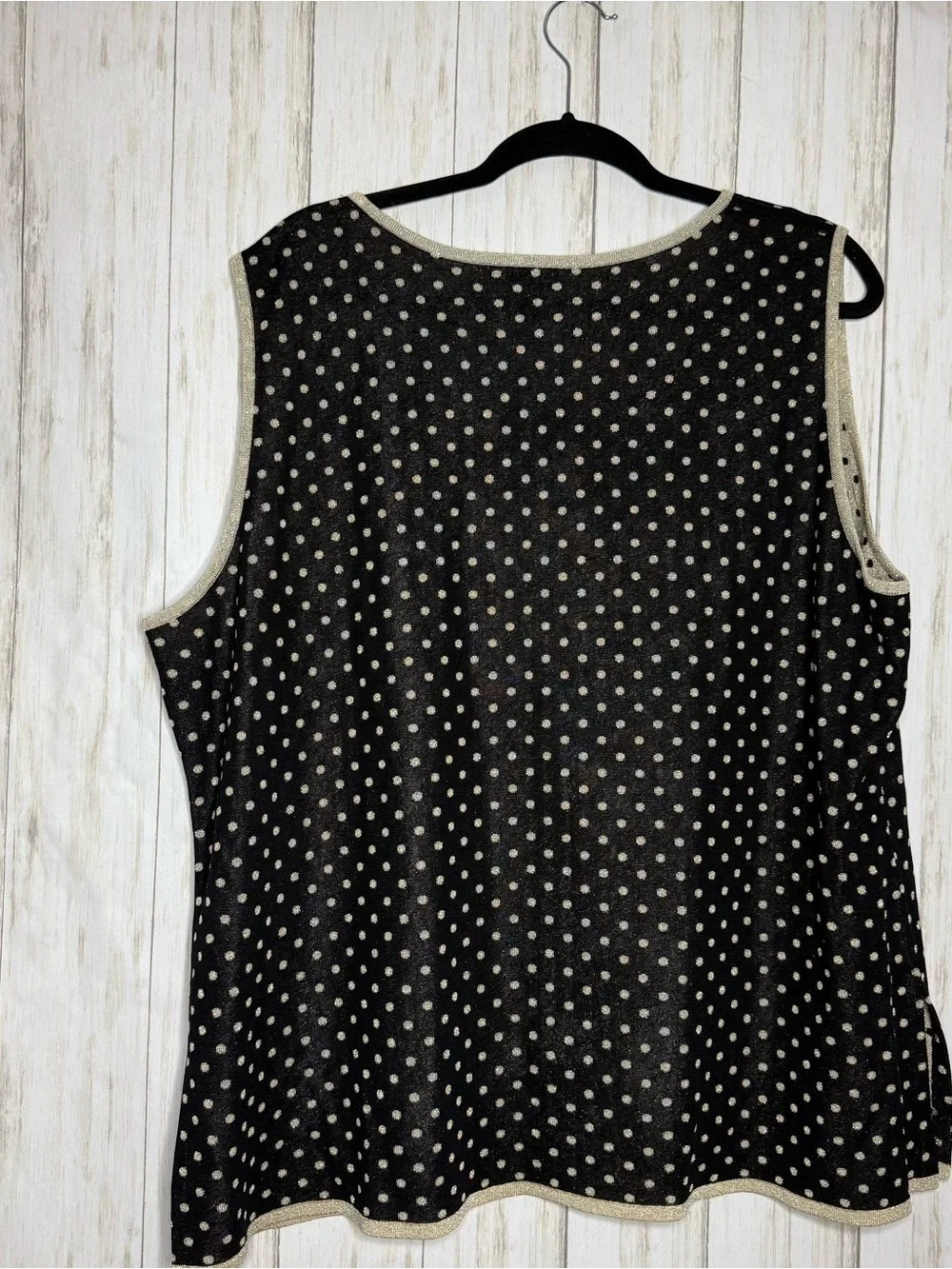 Misook Black Tank with Beige Polka Dots 3X